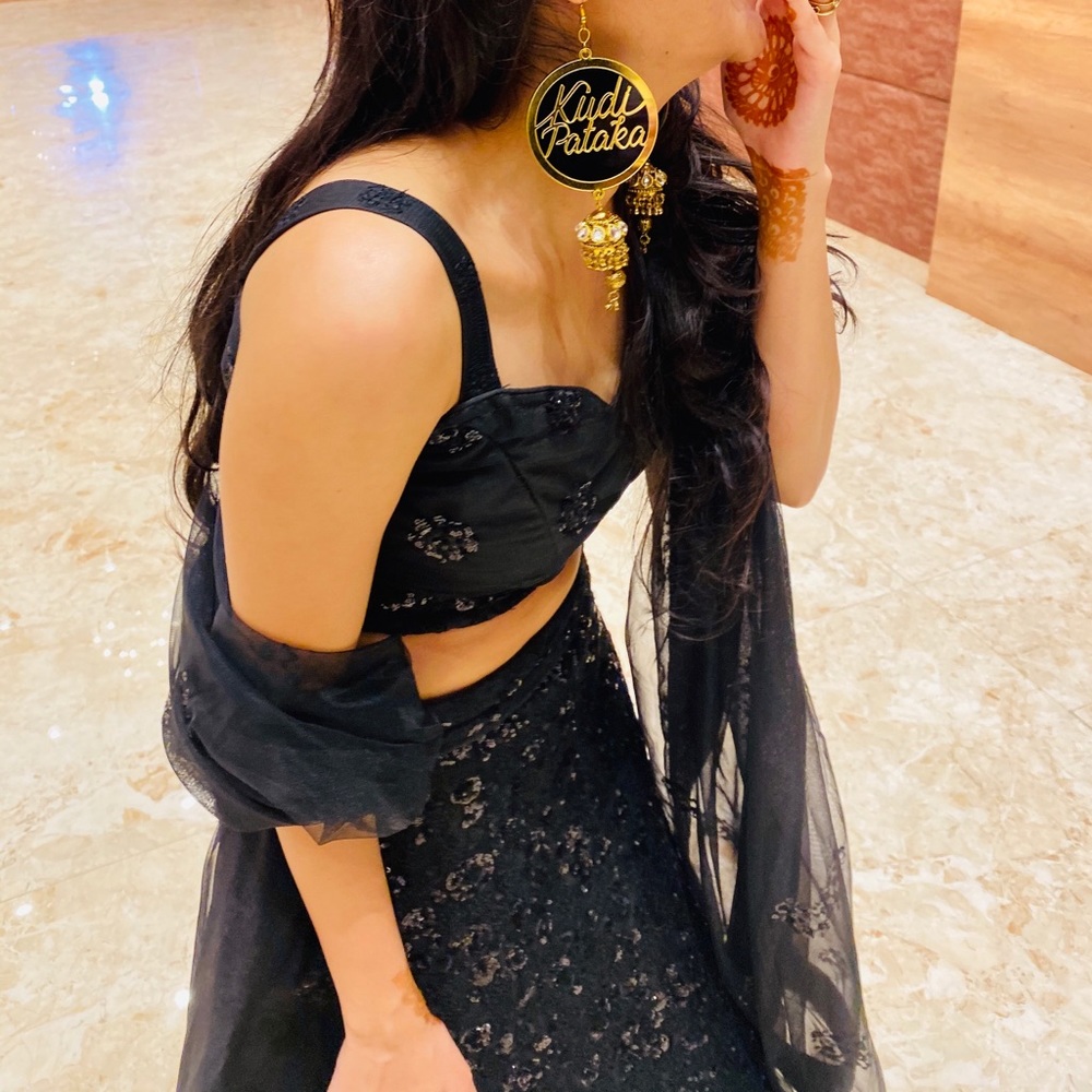 Black sequins ethnic wear lehenga - Picture 1 of 13